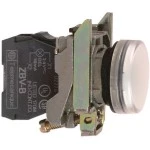 Schneider XB4BVM1 Leuchtmelder, Harmony XB4, Metall, 22mm, weiß, universelle LED, glatte Kalotte, Schraubklemme, 230-240V AC 