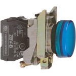 Schneider XB4BVM6 Leuchtmelder, Harmony XB4, Metall, 22mm, blau, universelle LED, glatte Kalotte, Schraubklemme, 230-240V AC 
