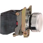 Schneider XB4BW31B5 Leuchtdrucktaster, Harmony XB4, Metall, 22mm, weiß, unbeschriftet, universelle LED, glatte Kalotte, 1S+1Ö, 24V ACDC 