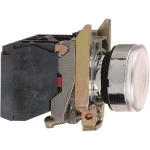 Schneider XB4BW31M5 Leuchtdrucktaster, Harmony XB4, Metall, 22mm, weiß, unbeschriftet, universelle LED, glatte Kalotte, 1S+1Ö, 230-240V AC 