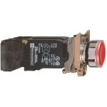 Schneider XB4BW3445 Leuchtdrucktaster, Harmony XB4, Metall, 22mm, rot, unbeschriftet, Glülampe BA9s, glatte Kalotte, 1S+1Ö, 230V AC 