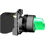 Schneider XB5AK123G5 Leuchtwahlschalter, Harmony XB5, Kunststoff, grün, 22mm, universelle LED, 2 Stellungen, 1S + 1Ö, 110-120V AC 