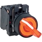Schneider XB5AK125B5 Leuchtwahlschalter, Harmony XB5, Kunststoff, orange, 22mm, universelle LED, 2 Stellungen, 1S + 1Ö, 24V ACDC 