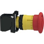 Schneider XB5AS8442 Not-Aus/Not-Halt-Schalter, Harmony XB5, Kunststoff, Drehentriegelung, 22mm, Pilz 40mm, 1Ö 