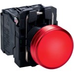 Schneider XB5AVB4 Leuchtmelder, Harmony XB5, Kunststoff, rot, 22mm, universelle LED, glatte Kalotte, 24V ACDC 