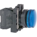 Schneider XB5AVM6 Leuchtmelder, Harmony XB5, Kunststoff, blau, 22mm, universelle LED, glatte Kalotte, 230-240V AC 