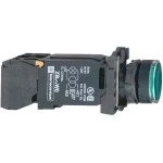 Schneider XB5AW3345 Leuchtdrucktaster, grün, flach, Komplettgerät Ø22 ohne Rastung 1S+1Ö 220-240V 