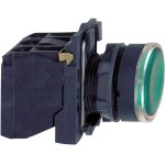 Schneider XB5AW33B5 Leuchtdrucktaster, Harmony XB5, Kunststoff, grün, 22mm, universelle LED, glatte Kalotte, 1S + 1Ö, 24V ACDC 