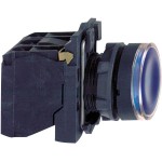 Schneider XB5AW36M5 Leuchtdrucktaster, Harmony XB5, Kunststoff, blau, 22mm, universelle LED, glatte Kalotte, 1S + 1Ö, 230-240V AC 