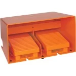 Schneider XPER3100D Fußschalter, Harmony XPE, doppelt, Metall, orange 1-stufig, 2Ö+2S, IP66, mit Schutzhaube 