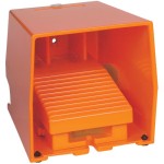Schneider XPER611 Fußschalter, Harmony XPE, einfach, Metall, orange, 2-stufig, 2Ö+2S, IP66, mit Schutzhaube 