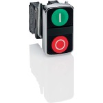 Schneider ZB4BA7341 Doppeldrucktaster, Frontelement, Harmony XB4, Metall, 22mm, grün, rot, beschriftet I/O, tastend 