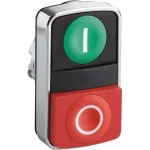 Schneider ZB4BL7341 Doppeldrucktaster, Frontelement, Harmony XB4, Metall, 22mm, rot, grün, beschriftet O/I, tastend 