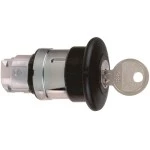 Schneider ZB4BS12 Pilzdrucktaster, Frontelement, Harmony XB4, Metall, 22mm, schwarz, Pilz 40mm, Schlüsselentriegelung 