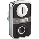 Schneider ZB4BW7A1721 Doppeldrucktaster, Frontelement, Harmony XB4, Metall, 22mm, schwarz, weiß, beschriftet I/O, beleuchtet 