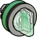Schneider ZB5FK1533 Leuchtwahlschalter, Frontelement, Harmony XB5F, Kunststoff, 30mm, grün, für universelle LED, 3 Stellungen, Mitte rastend 