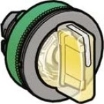 Schneider ZB5FK1583 Leuchtwahlschalter, Frontelement, Harmony XB5F, Kunststoff, 30mm, gelb, für universelle LED, 3 Stellungen, Mitte rastend 