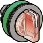 Schneider ZB5FK1743 Leuchtwahlschalter, Frontelement, Harmony XB5F, Kunststoff, 30mm, rot, für universelle LED, 3 Stellungen, Links tastend 