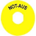 Schneider ZBY8230 Schild, rund Ø 90, für Not-Halt/Not-Aus-Drucktaster, gelb, NOT-HALT 