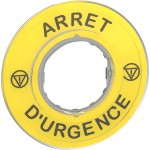 Schneider ZBY9120 Schild Ø60 für Not-Halt-Taster, ARRET D'URGENCE/Logo ISO13850 