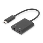 Digitus AK-300400-002-S USB Typ-C Adapter / Konverter, Typ-C auf USB Typ-C + 3.5mm Klinke 