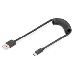 Digitus AK-300430-006-S USB 2.0 USB A auf USB C Spiralkabel 1 Meter 