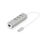 Digitus DA-70253 USB Type-C 3-Port Hub + Fast Ethernet LAN-Adapter 