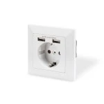 Digitus DA-70613 Sicherheits-Steckdose für Unterputzmontage mit 2 USB-Ports 