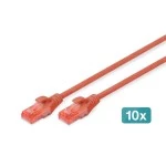 Digitus DK-1617-0025-R-10 CAT 6 U/UTP Patchkabel LSZH rot 0,25 Meter 10 Stück 