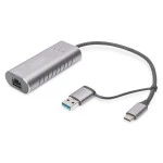 Digitus DN-3028 USB Type-C Gigabit Ethernet Adapter 2.5G USB-C + USB A (USB3.1/3.0) 