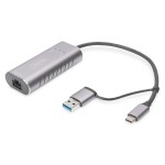 Digitus DN-3028 USB Typ-C™ Gigabit Ethernet Adapter 2.5G, USB-C™ + USB A (USB3.1/3.0) 