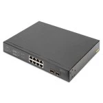 Digitus DN-95341-1 Gigabit Ethernet 8 Port PoE Switch mit 2 SFP UPLINK Ports 140W PoE Powerbudget 