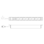 Digitus DN-95402-1-FR Steckdosenleiste mit Aluminiumprofil und Schalter, 8-fach CEE 7/5, 2 m Zuleitung Schutzkontaktstecker 