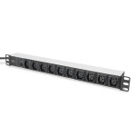 Digitus DN-95404 Steckdosenleiste mit Aluminiumprofil, 10-fach, 2 m Zuleitung IEC C14 Stecker 