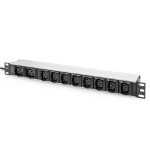 Digitus DN-95427 Steckdosenleiste mit Aluminiumprofil, 10-fach, 2 m Zuleitung, IEC C20 Stecker 