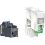 ABN BP110 Bestückungspaket RJ45-Schnittstelle APZ Cat 6A Modul und Halter für Hutschiene 90° 