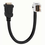 Rutenbeck 17010652 HDMI-Keystone (Buchse/Buchse) für Montageadapter KMK-MA Up und andere Keystone-Aufnahmen mit Kabelpeitsche 0,2 Meter reinweiß (ähnlich RAL 9010) 