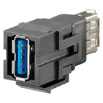 Rutenbeck 17010660 USB-Keystone USB 3.0 USB A (Buchse/Buchse) für Montageadapter KMK-MA Up und andere Keystone-Aufnahmen schwarz (ähnlich RAL 9005) 