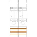 f-tronic 7145009 Zählerfeld Z21BLUX-16-SLS, 2-feldrig, H=1050mm, 2-3.HZ, 16mm², ZSK-ST 