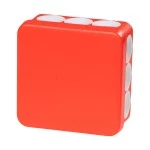 f-tronic 7340166 FR Abzweigkasten E1210rt, 80x80x37mm, IP55, rt/gr, o. Laschen,m. Durchstoßmembran 