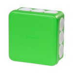 f-tronic 7340167 FR Abzweigkasten E1210gn, 80x80x37mm, IP55, gn/gr, o. Laschen,m. Durchstoßmembran 