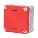 f-tronic 7340210 FR-Abzweigkasten 85x85x54mm, Durchstoßmembran IP66, PS, grau/rot, Sicherheitsbeleucht. 