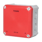 f-tronic 7340211 FR-Abzweigkasten 110x110x67mm, Ausbrechöffnungen IP66, PS, grau/rot, Sicherheitsbeleucht. 