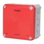 f-tronic 7340212 FR-Abzweigkasten 140x140x81mm, Ausbrechöffnungen IP66, PS, grau/rot, Sicherheitsbeleucht. 