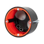 f-tronic 7500062 HW Gerätedose BS2700TC, für Holzbau, Ø68mm, t=50mm, m. Leitungs- u. Rohreinführung 