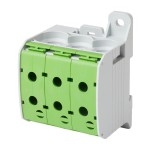 f-tronic 7730082 Reihenklemme 95mm², 1polig, 6 Anschlüsse, grün/gelb, CU/AL, RKA95-1-6gnge 