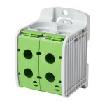 f-tronic 7730092 Reihenklemme 185mm², 1polig, 4 Anschlüsse, grün/gelb, CU/AL, RKA185-1-4gnge 