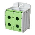 f-tronic 7730102 Reihenklemme 300mm², 1polig, 4 Anschlüsse, grün/gelb, CU/AL, RKA300-1-4gnge 