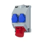 PC Electric 16081552 Wandsteckdosenkombination COMBO COMBO-POL2 CEE 16A 5-polig 2 IP44 Kunststoffgehäuse 