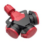 PC Electric 253822-SR 3-Wegekupplung TopTaurus2 Vollgummi mit Klappdeckel rot IP54 Schraubklemme gerade 16 250 V 